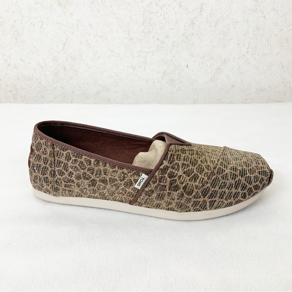 Toms Alpargata Bronze Glitter Giraffe Animal Print Slip On Shoes Size 5 - Picture 9 of 12
